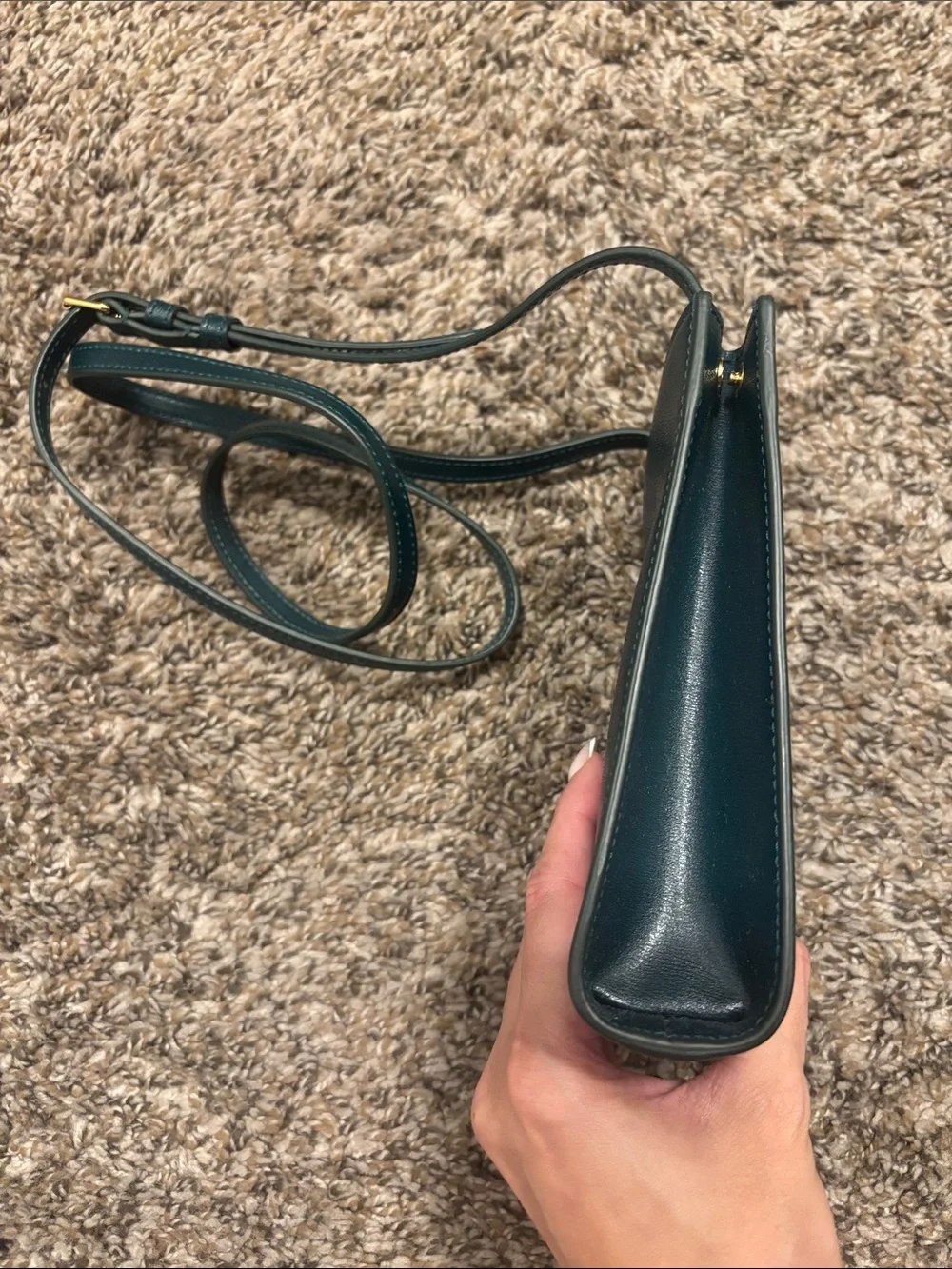 Alexander McQueen Teal Green Leather Crossbody Bag with Gold Logo